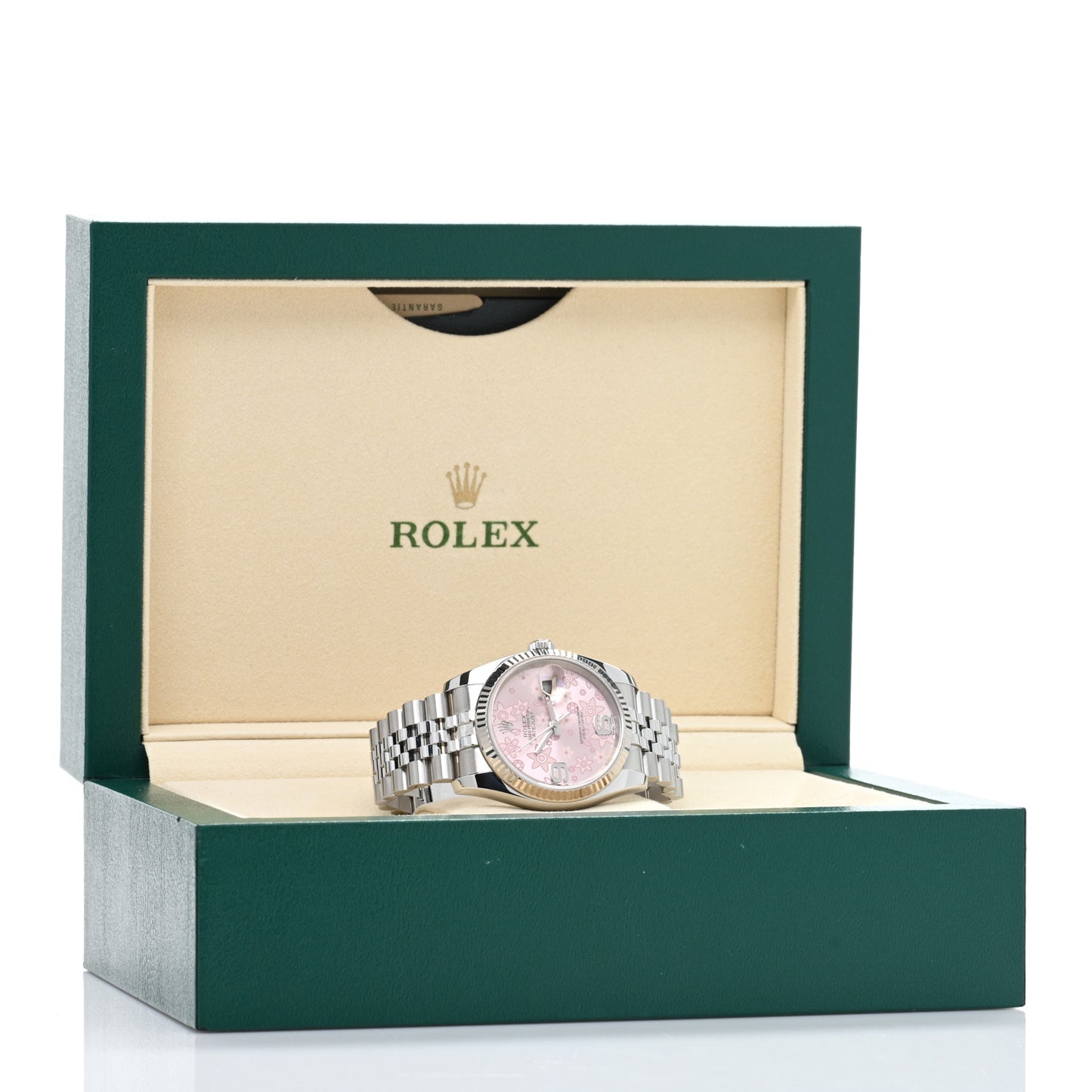 Stainless Steel 18K White Gold 36mm Oyster Perpetual Datejust Watch Pink Flowers 116234