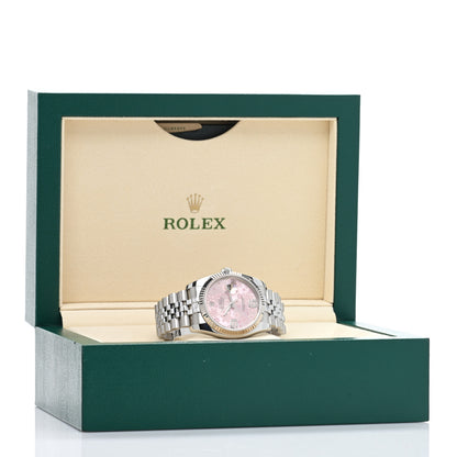 Rolex Stainless Steel 18K White Gold 36mm Oyster Perpetual Datejust Watch Pink Flowers 116234 5 of 5