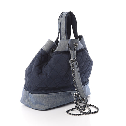 Chanel Denim Medallion Quilted Drawstring Bag Blue 2 of 9