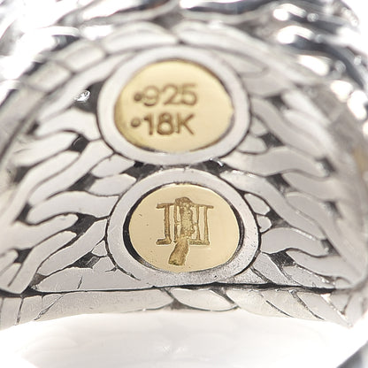 John Hardy Sterling Silver 18K Yellow Gold Diamond Classic Chain Square Ring 52 6 6 of 7