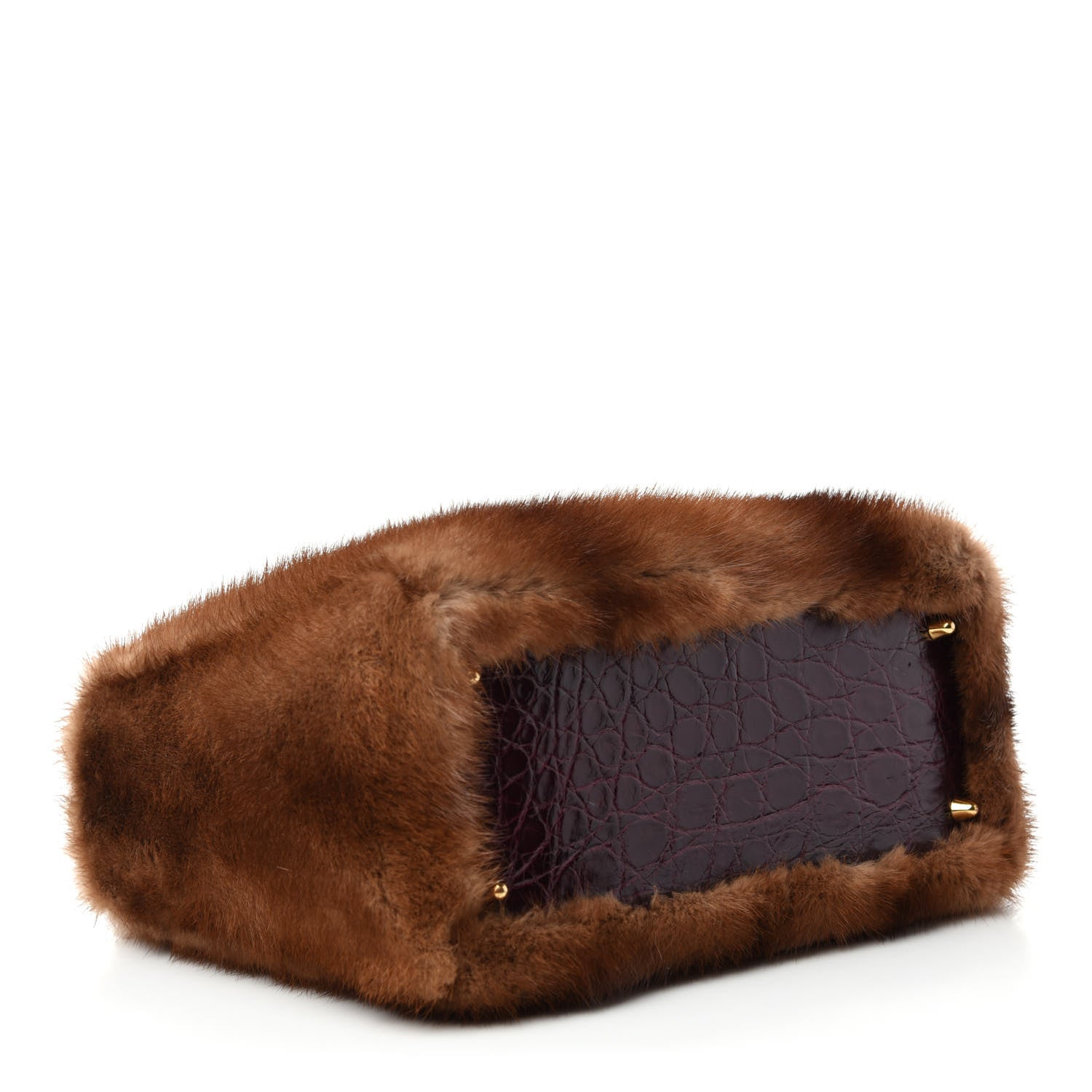 Christian Dior Mink Fur Crocodile Lady Dior Brown 4 of 12