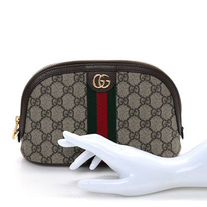 Gucci GG Supreme Monogram Textured Calfskin Web Large Ophidia Cosmetic Case Beige Ebony New Acero 2 of 10