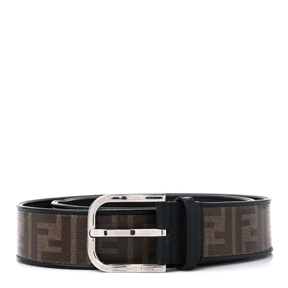 Fendi Glazed Fabric Vitello Century FF 1974 Belt 105 42 Mogano Panna Black 1 of 6
