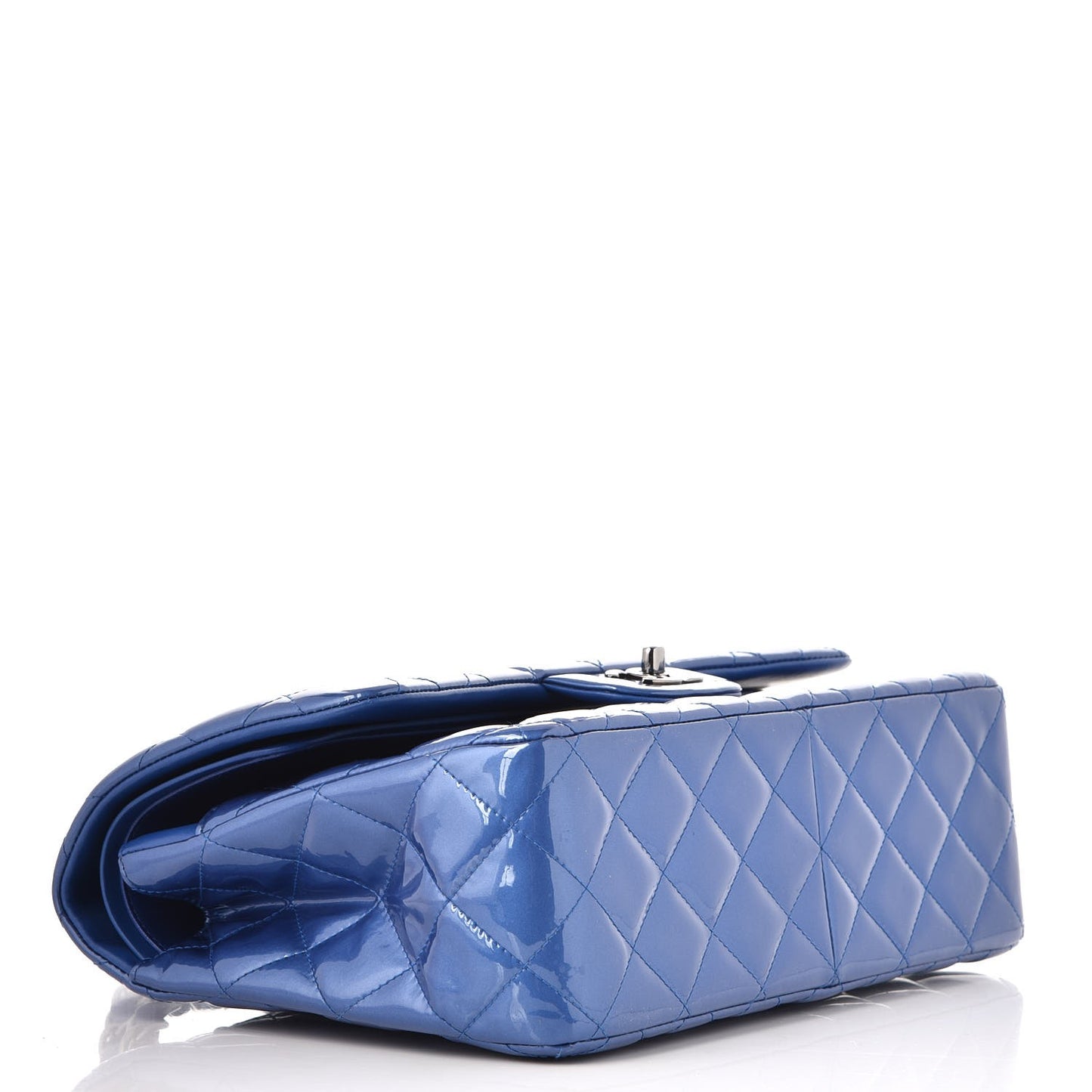 Patent Quilted Jumbo Double Flap Blue