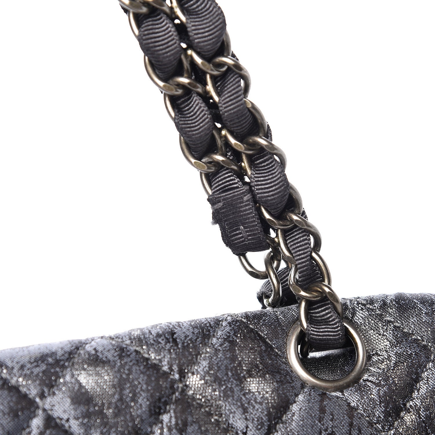 Chanel Metallic Brocade Quilted Medium Double Flap Dark Grey 8 of 11