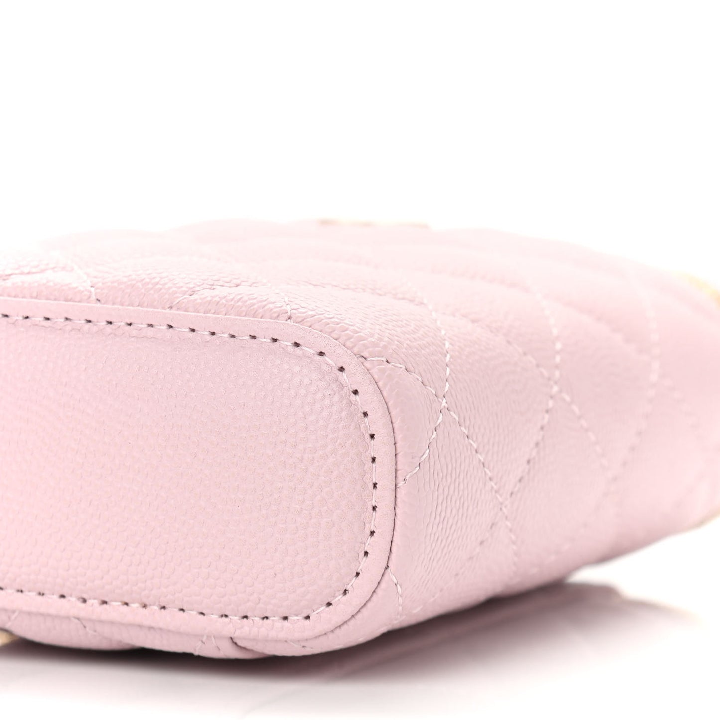 Caviar Quilted Small Vertical Coco Beauty Vanity Case With Chain Light Pink