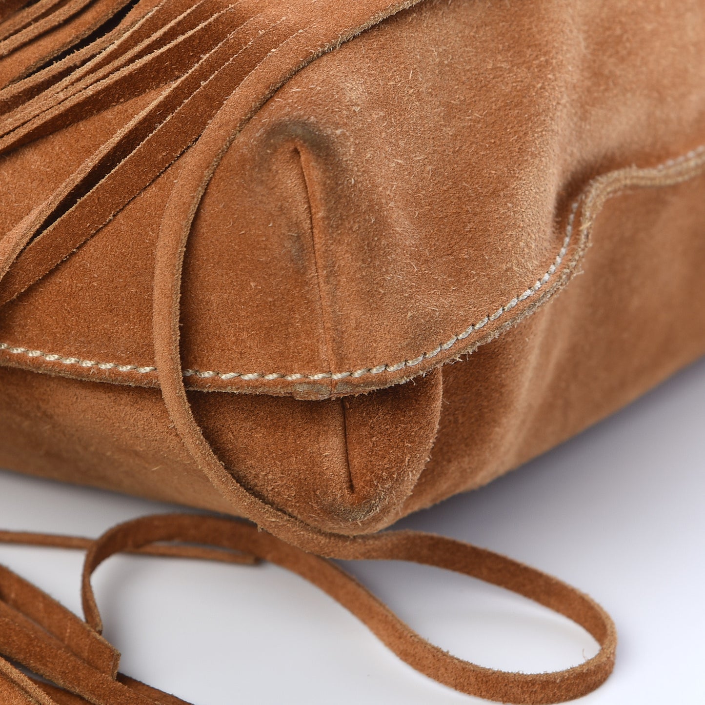 Suede Fringe Flap Crossbody Bag Brown