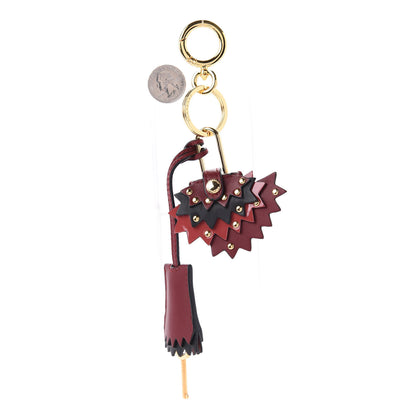 Burberry Calfskin Studded Zig Zag Lock Bag Charm Crimson 2 of 7