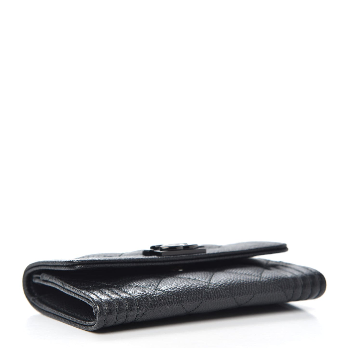 Caviar Quilted Boy Flap Card Holder So Black