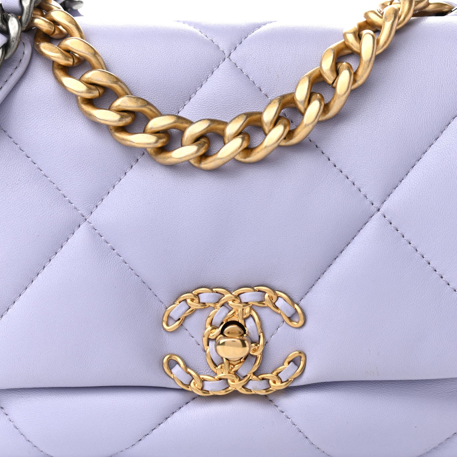 Chanel Lambskin Quilted Medium Chanel 19 Flap Light Purple 7 of 9