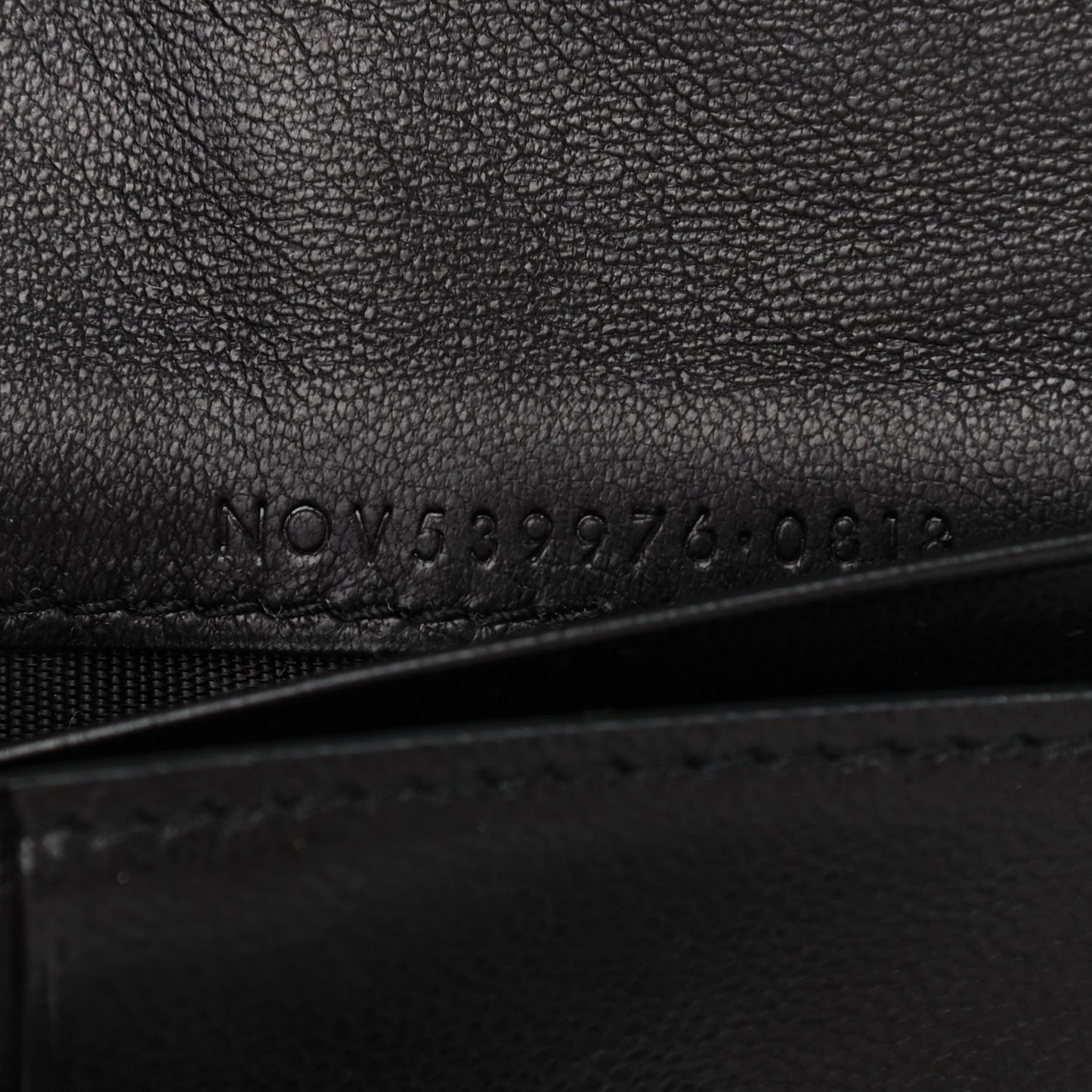 Lambskin Matelasse Monogram Vicky Tri-Fold Wallet Black