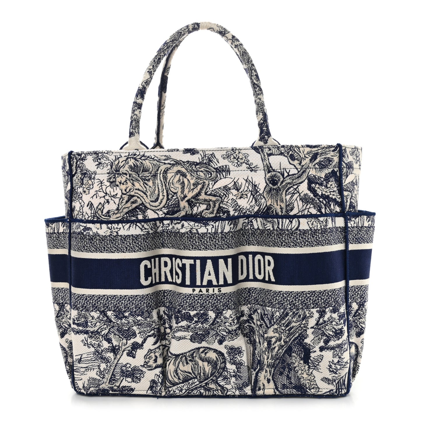 Canvas Embroidered Toile De Jouy Catherine Tote Blue