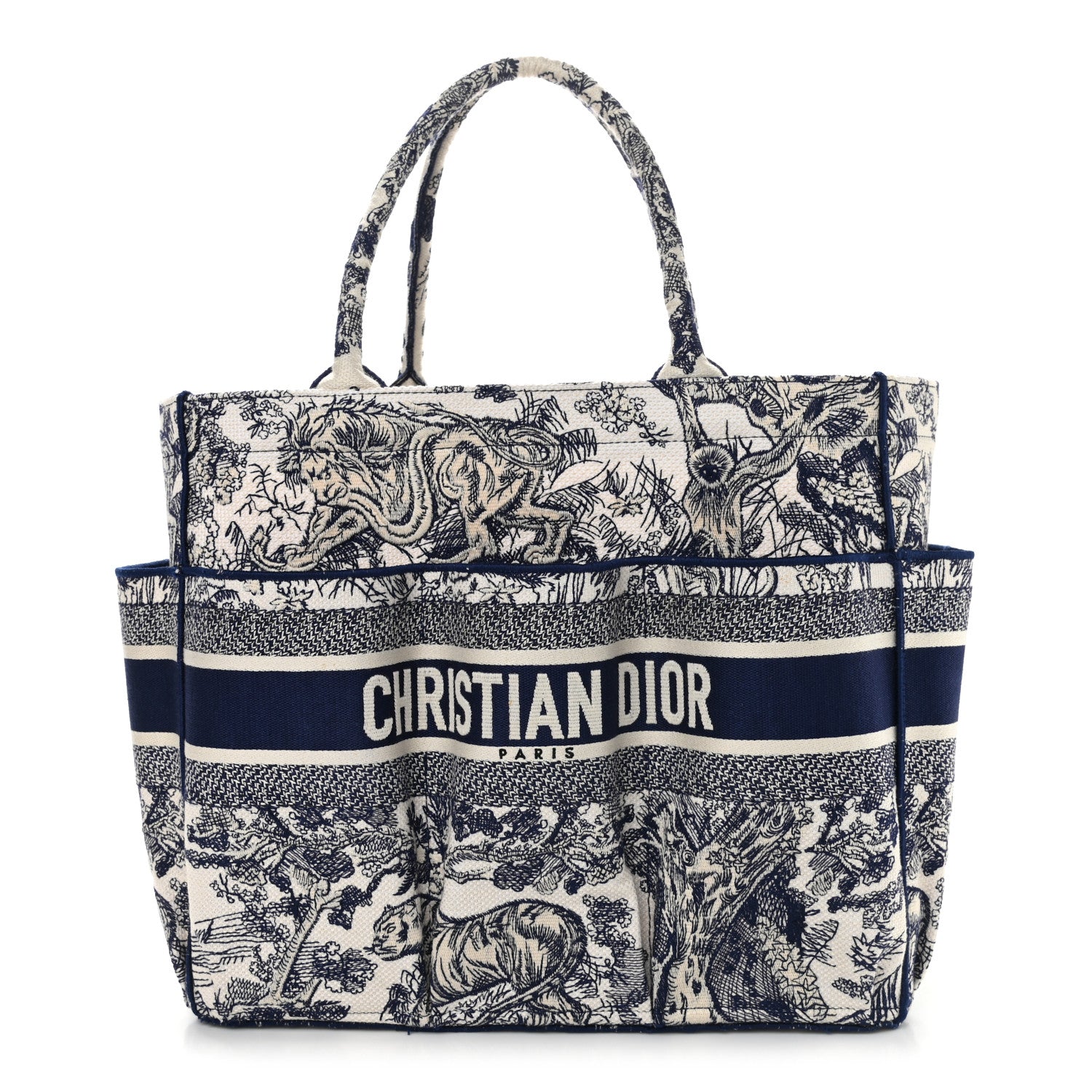 Christian Dior Canvas Embroidered Toile De Jouy Catherine Tote Blue 1 of 9