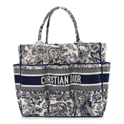 Christian Dior Canvas Embroidered Toile De Jouy Catherine Tote Blue 1 of 9