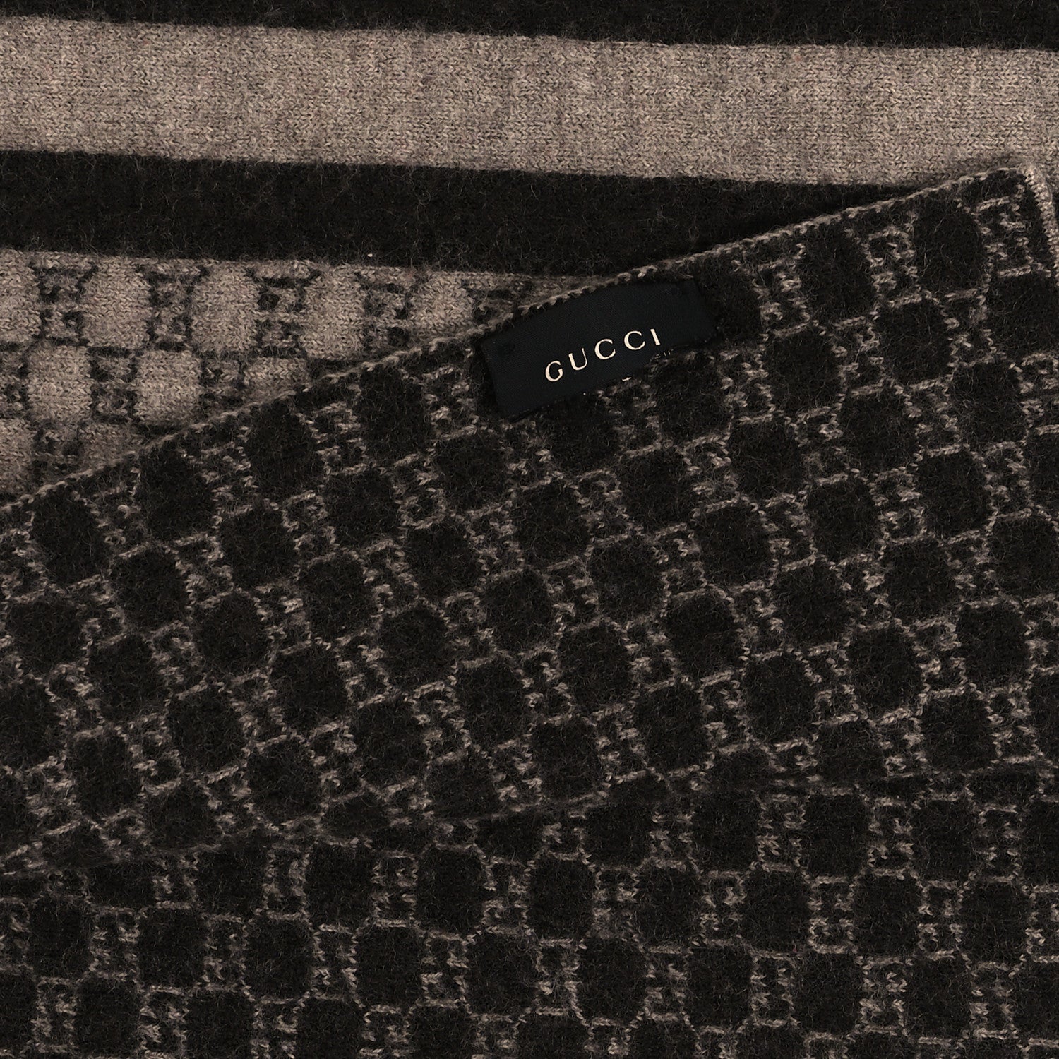 Gucci Wool Tricot GG Monogram Web New Lunicart Scarf Light Brown Dark Brown 3 of 4