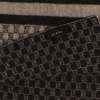 Gucci Wool Tricot GG Monogram Web New Lunicart Scarf Light Brown Dark Brown 3 of 4