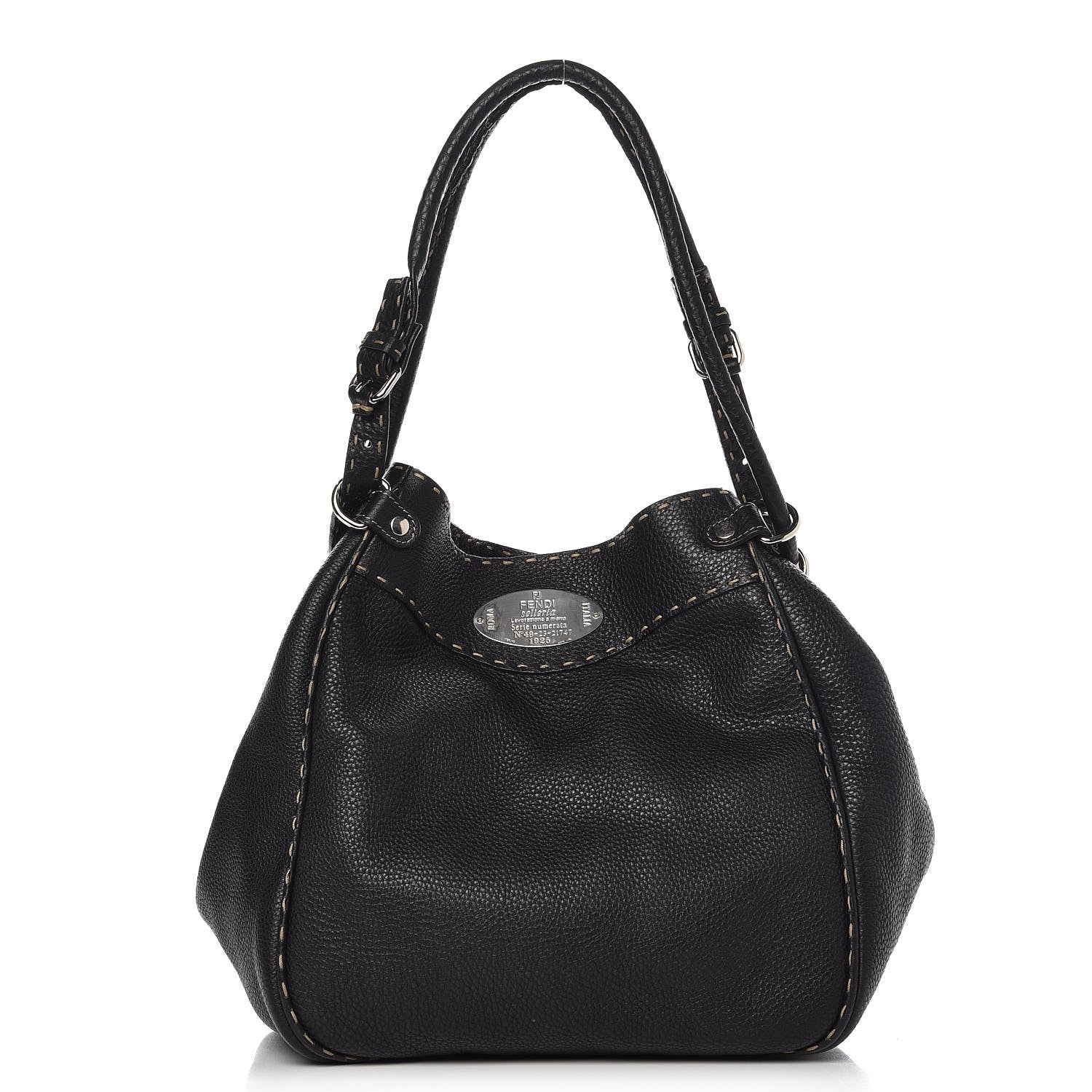 Fendi Calfskin Romano Small Selleria Bucket Black 1 of 8