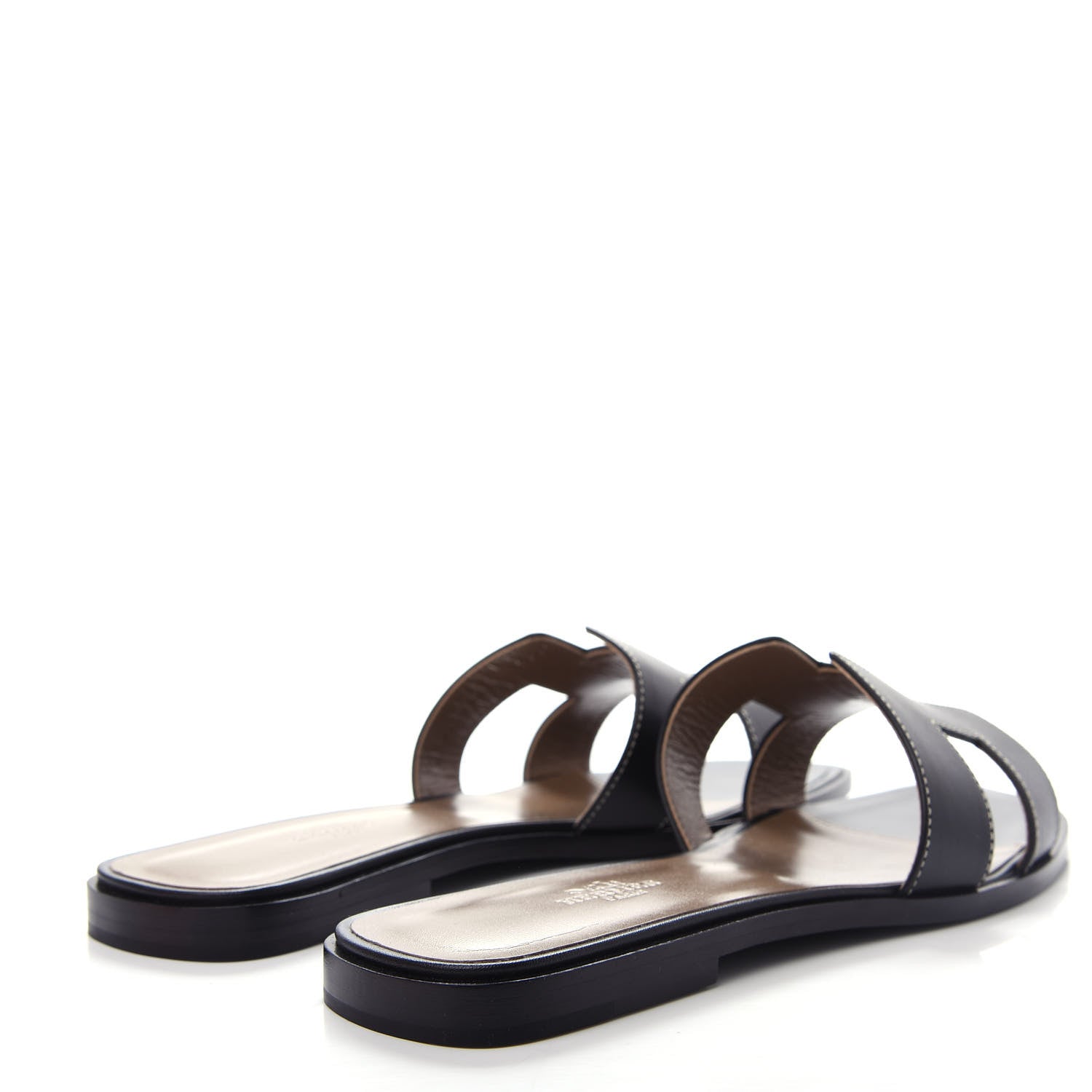 Hermes Box Calfskin Oran Sandals 40 Black 4 of 11