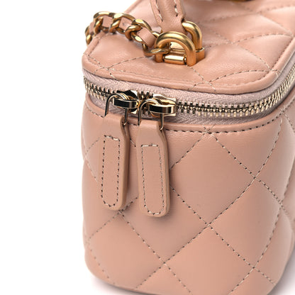 Chanel Lambskin Quilted Top Handle Mini Vanity Case With Chain Beige 5 of 5