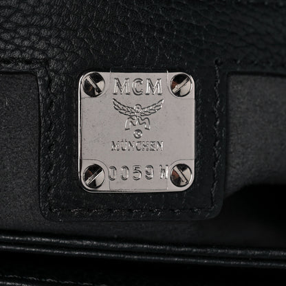 MCM Visetos Calfskin Spot Park Avenue Medium Shoulder Bag Dark Grey Black 6 of 13