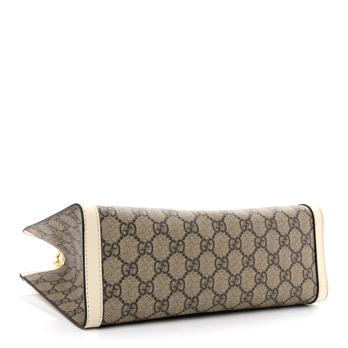 GG Supreme Monogram Moon Calfskin Small Padlock Tote Beige Ebony Mystic White