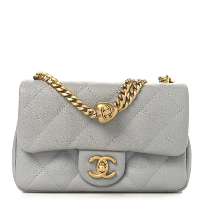 Chanel Caviar Quilted Mini Sweetheart Rectangular Flap Light Grey 1 of 10