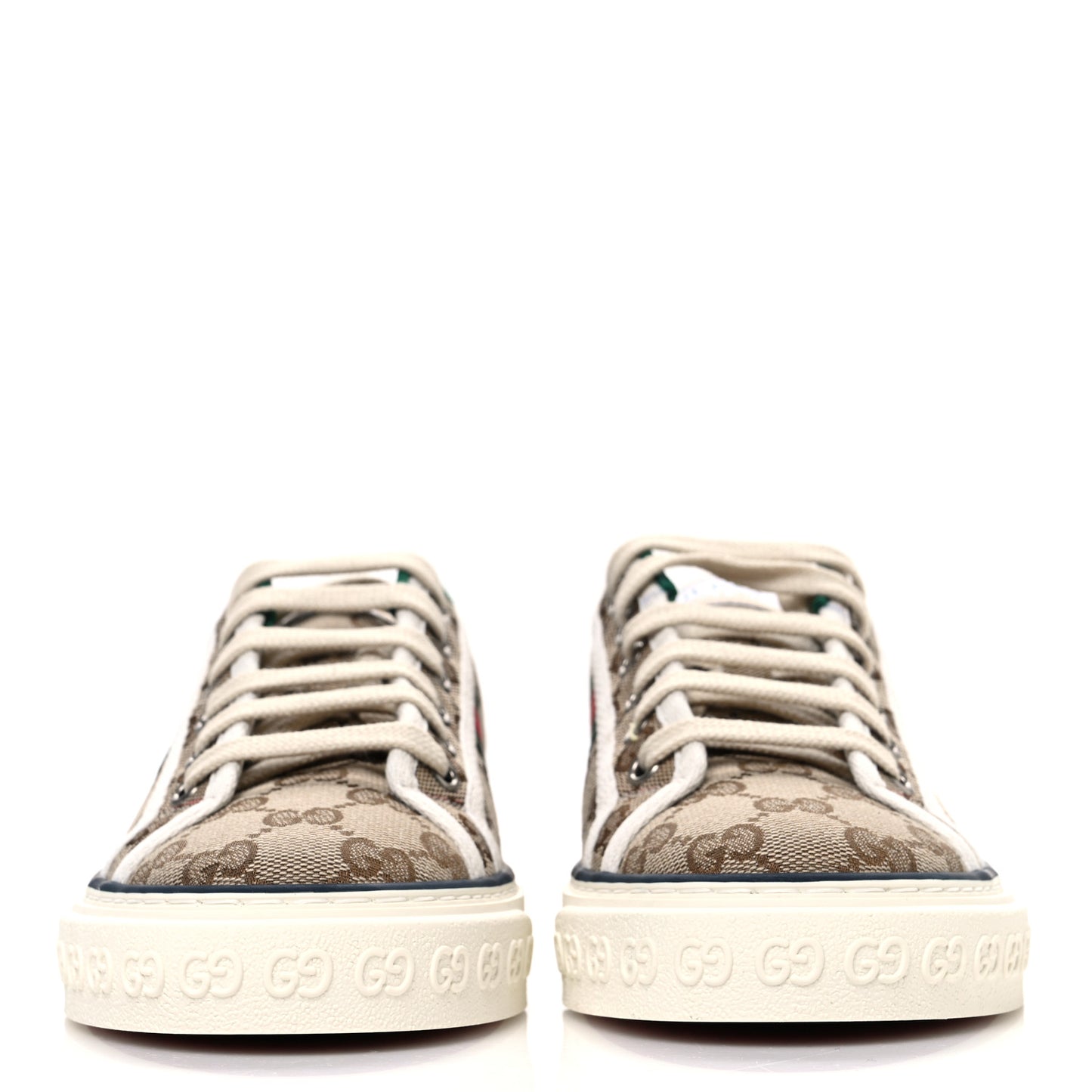 GG Monogram Web Womens 1977 Tennis Sneakers 37 Beige Ebony Mystic White