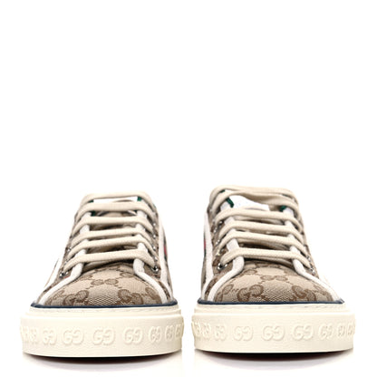 Gucci GG Monogram Web Womens 1977 Tennis Sneakers 37 Beige Ebony Mystic White 3 of 10