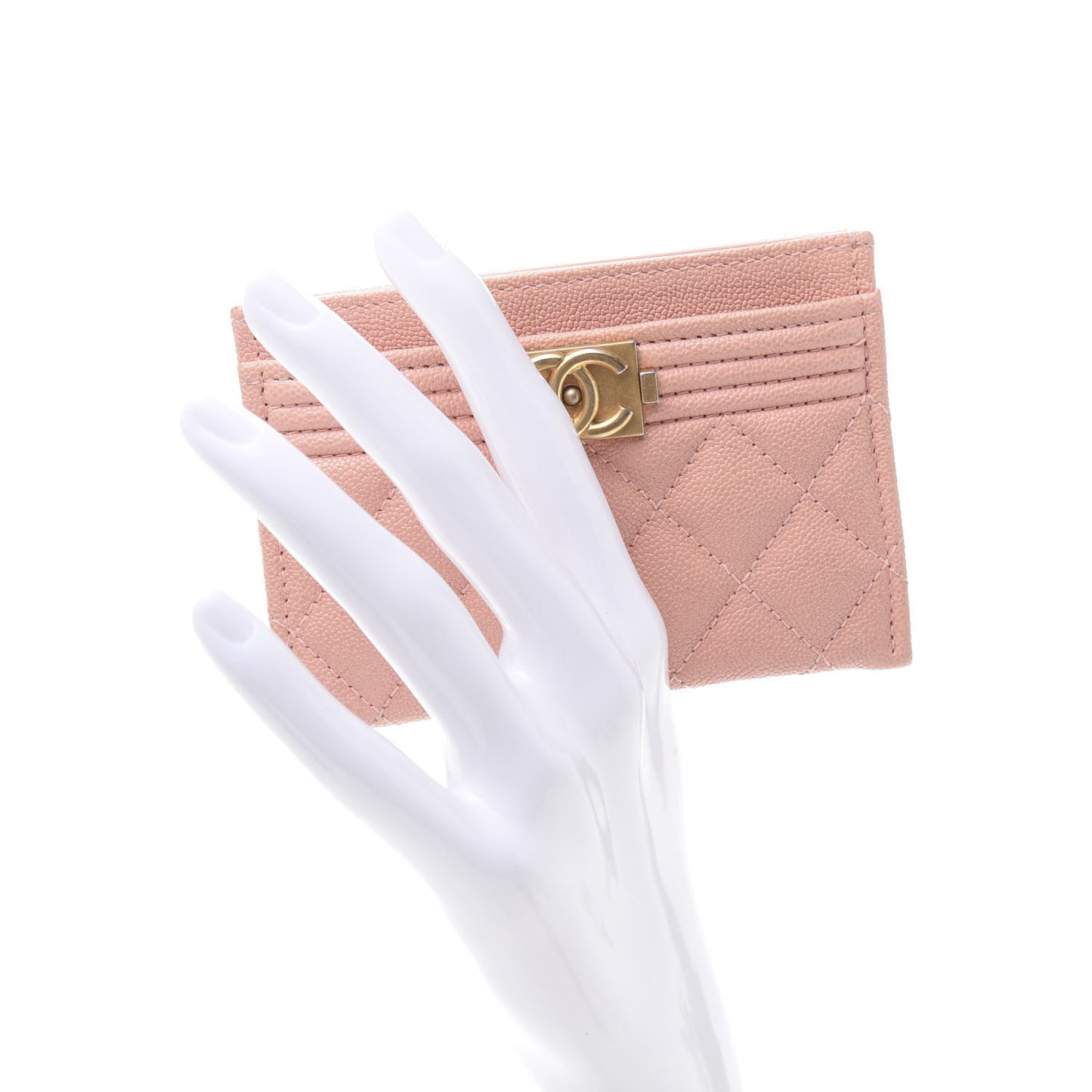 Caviar Quilted Boy Card Holder Pink