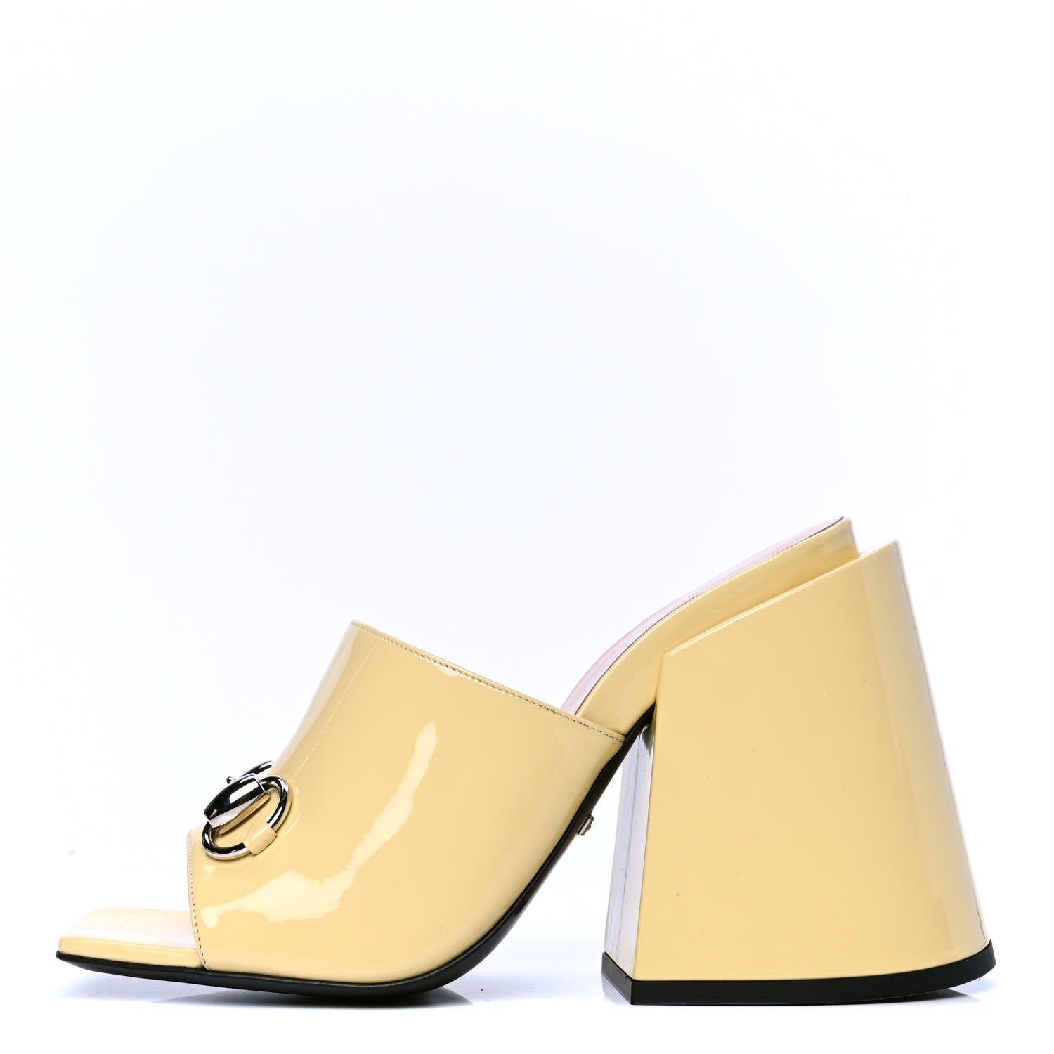 Gucci Patent Lexi Horsebit High-Heel Slide Sandals 36 Burro 1 of 6