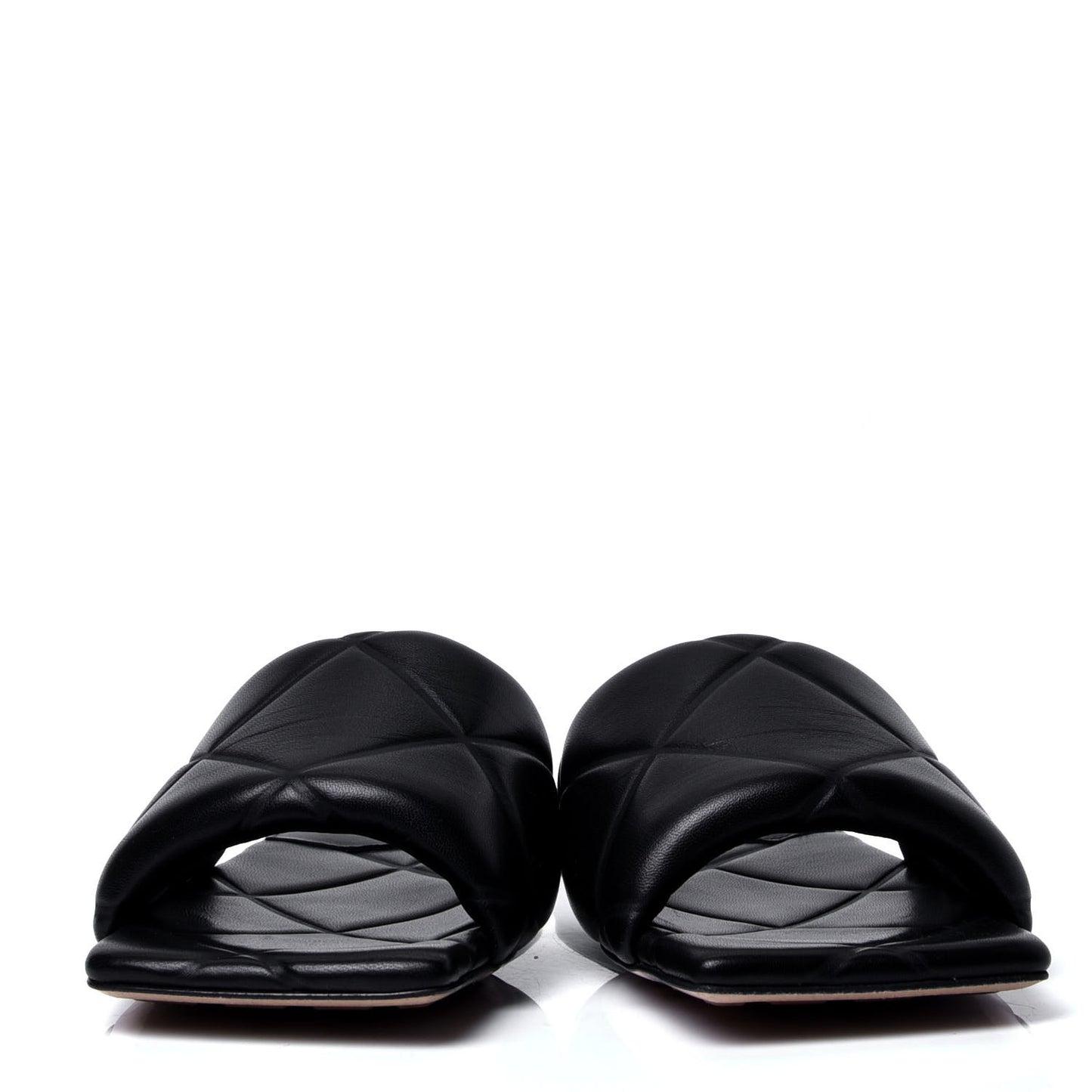 Nappa Quilted Rubber Lido Flat Sandals 37.5 Black