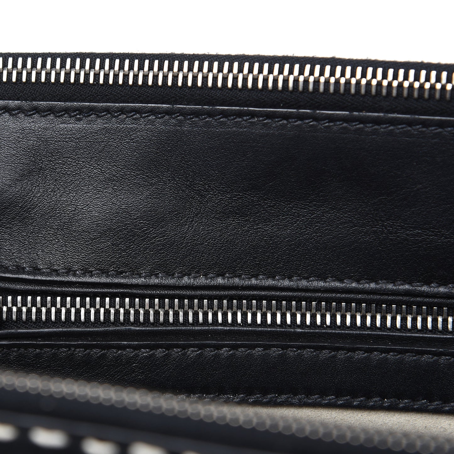 City Calf Hand Stitched Medium Galleria Double Zip Tote Black