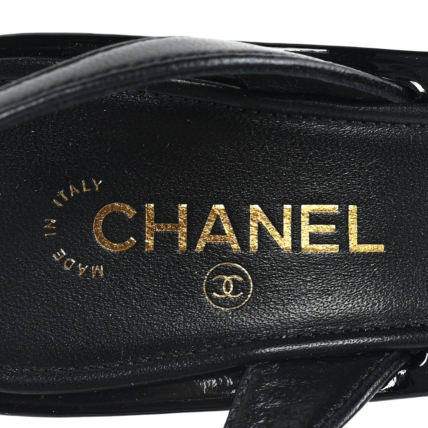 Chanel Lambskin Patent Cap Toe CC Apple Slingback Pumps 38.5 Black 8 of 10