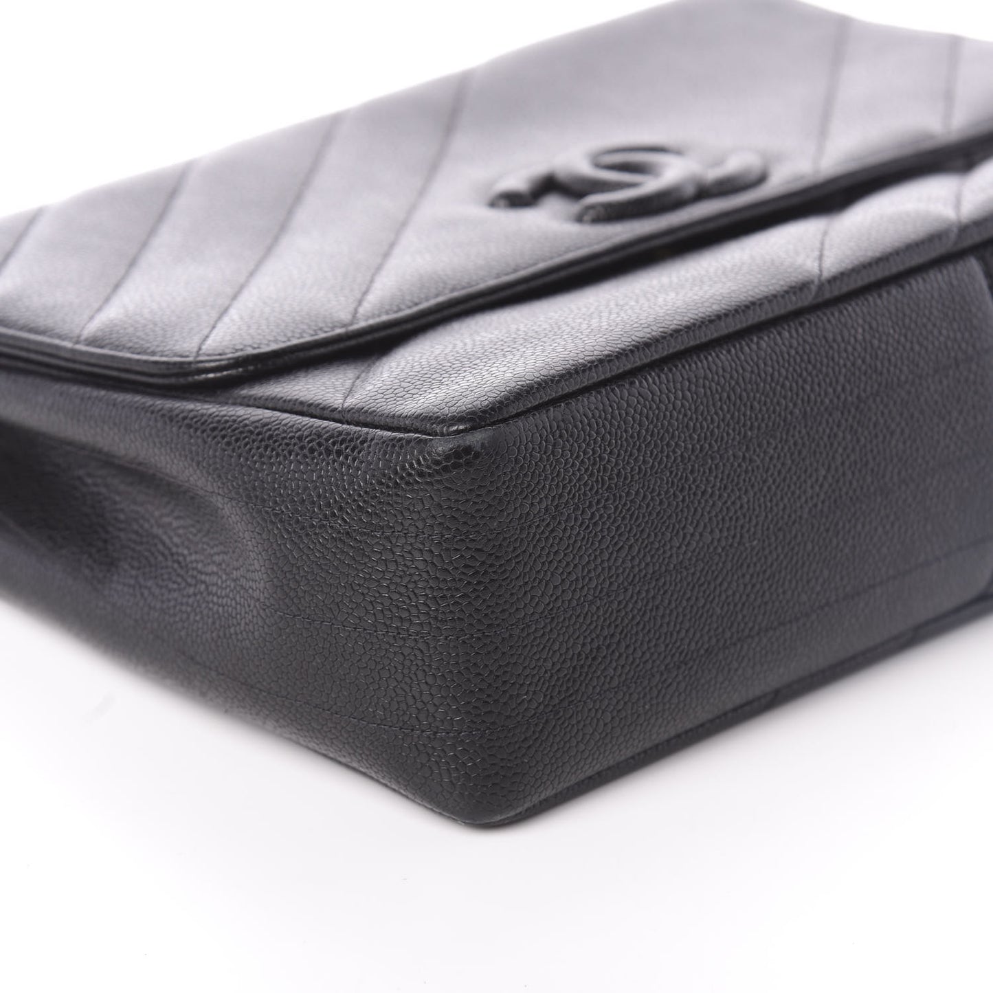 Caviar Diagonal Quilted Jumbo Single Flap Black