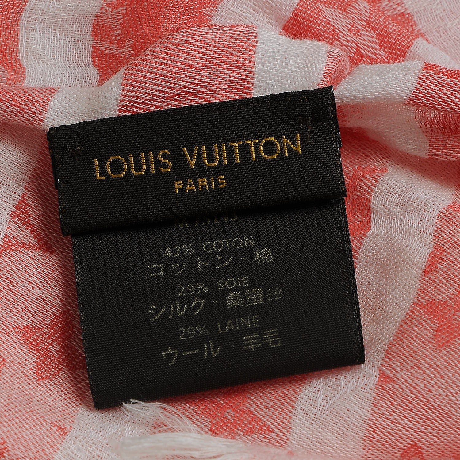 Louis Vuitton Silk Wool Rayures Shawl Red 4 of 6