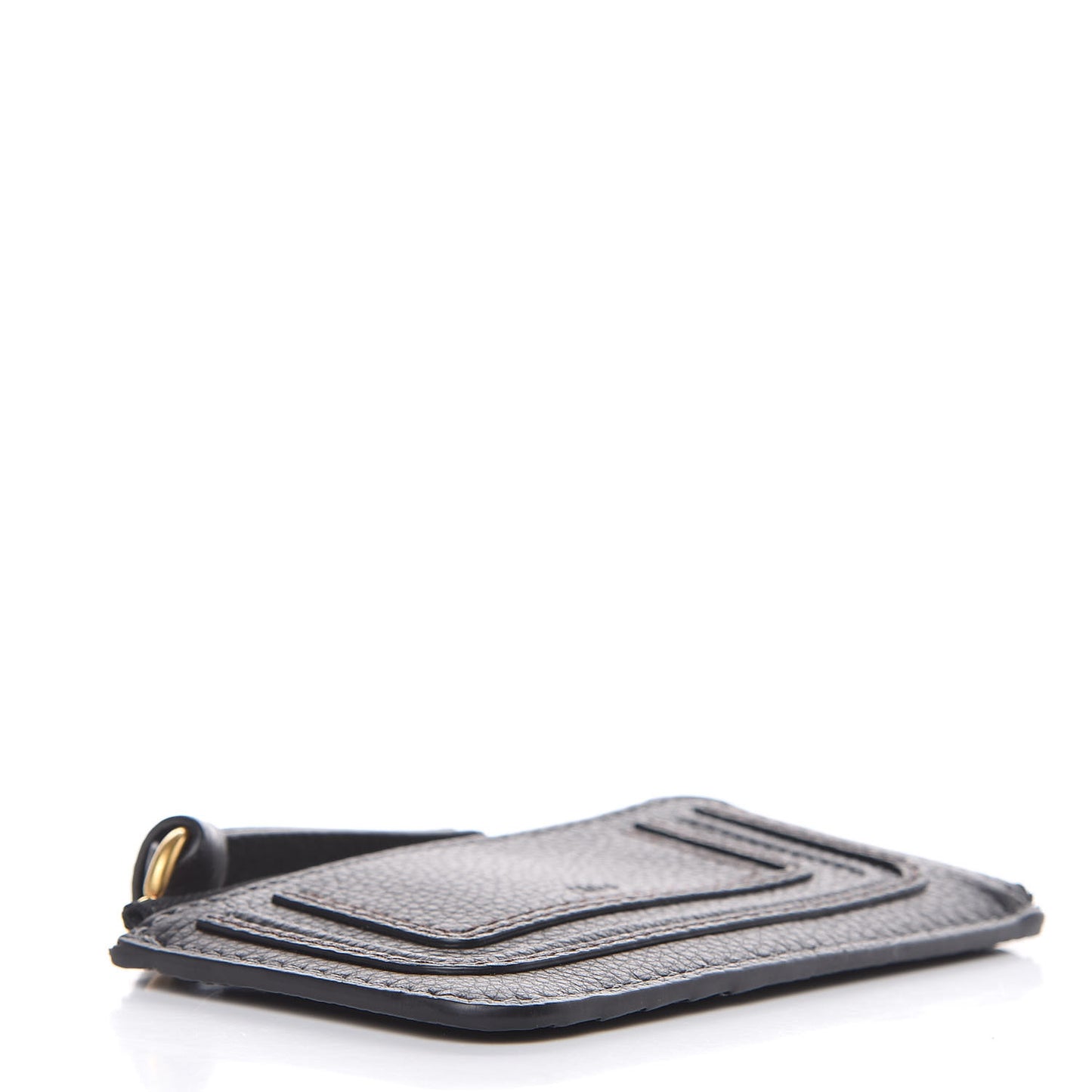 Grained Calfskin Medium Marcie Zip Card Holder Black