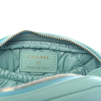 Chanel Caviar Quilted Small Curvy Pouch Cosmetic Case Light Blue 6 of 10