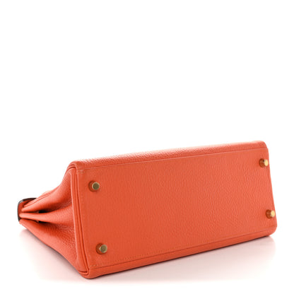 Hermes Taurillon Clemence Kelly Retourne 28 Orange 4 of 12