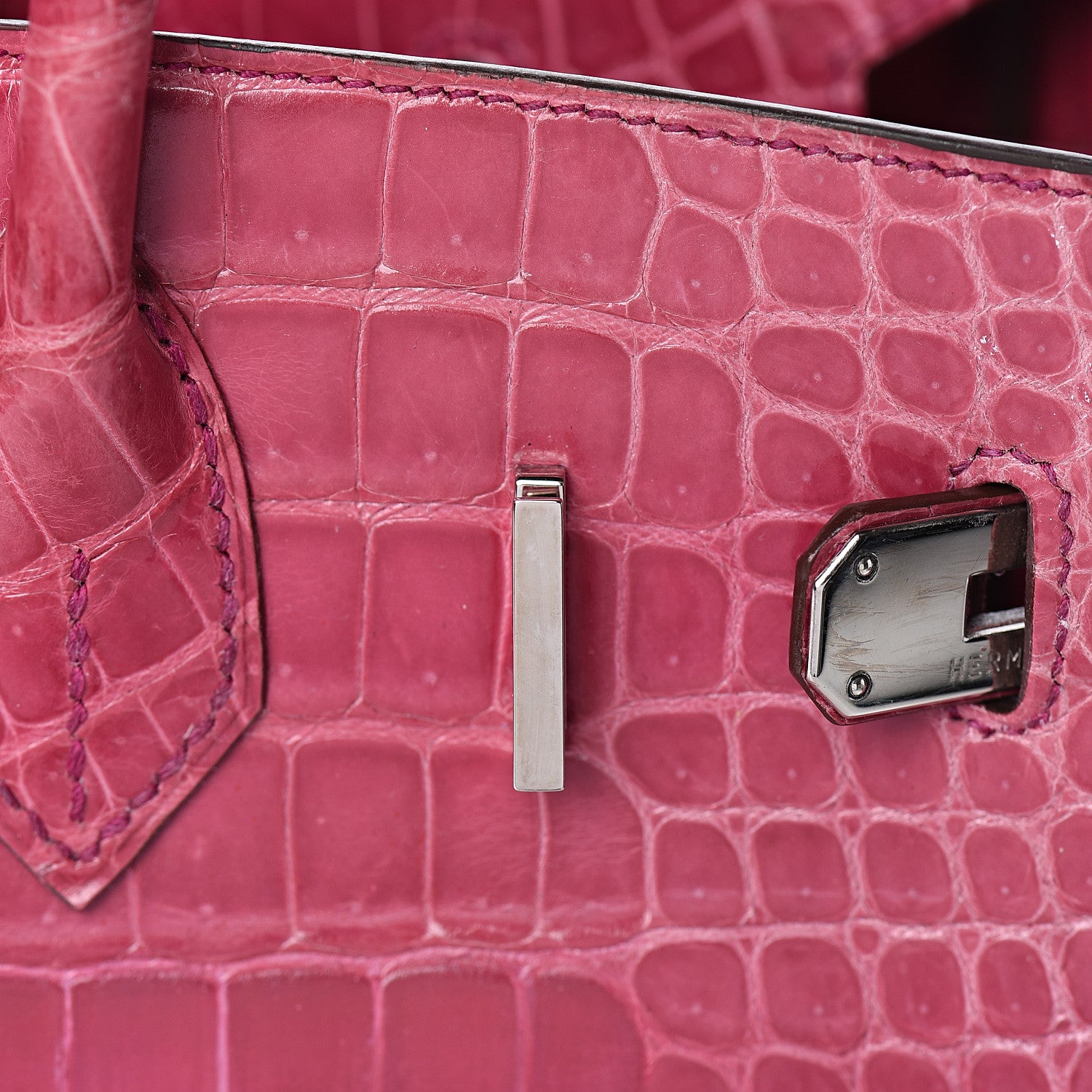 Hermes Shiny Porosus Crocodile Birkin 30 Rose Tyrien 22 of 36