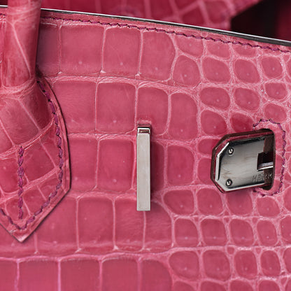 Hermes Shiny Porosus Crocodile Birkin 30 Rose Tyrien 22 of 36