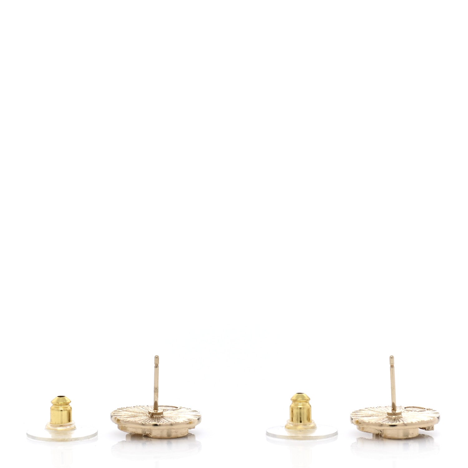 Chanel Crystal CC Round Medallion Earrings Light Gold 4 of 5