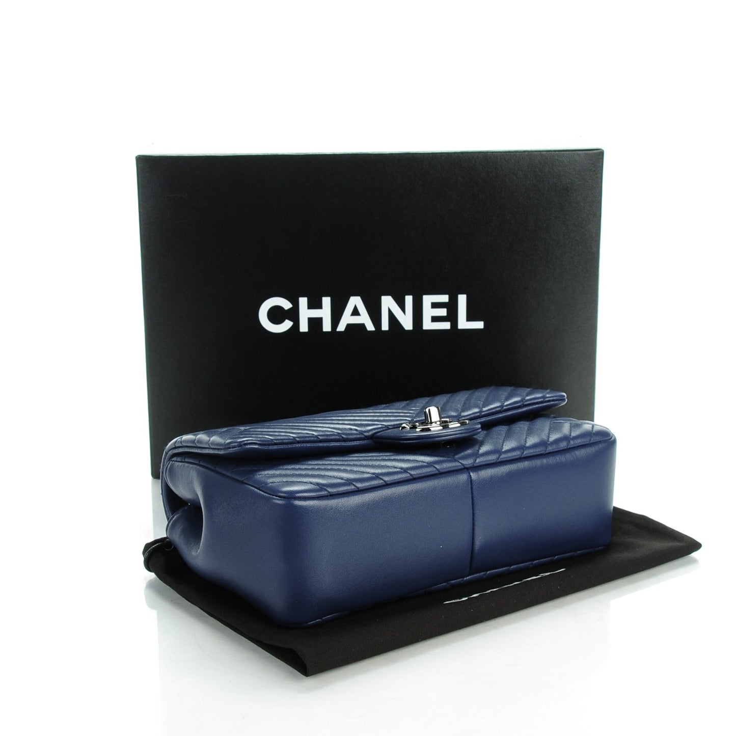 Lambskin Quilted Small CC Crossing Flap Navy
