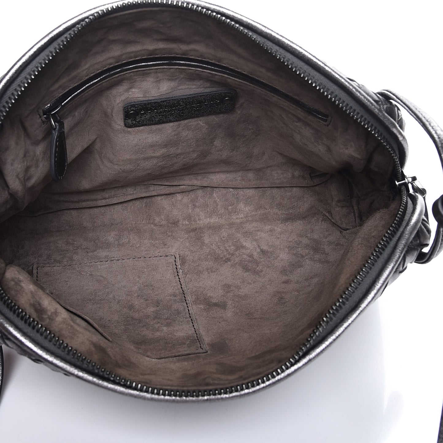 Metallic Nappa Intrecciato Pillow Crossbody Messenger Dark Grey