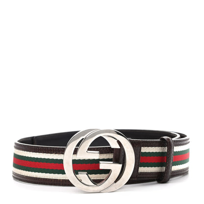 Gucci Calfskin Web Interlocking G Belt 85 34 Dark Brown 1 of 5