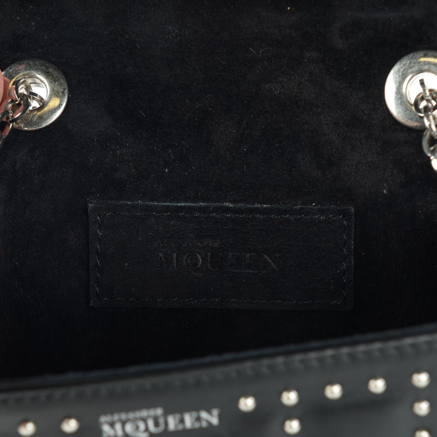 Calfskin Studded Mini Heroine Chain Satchel Black