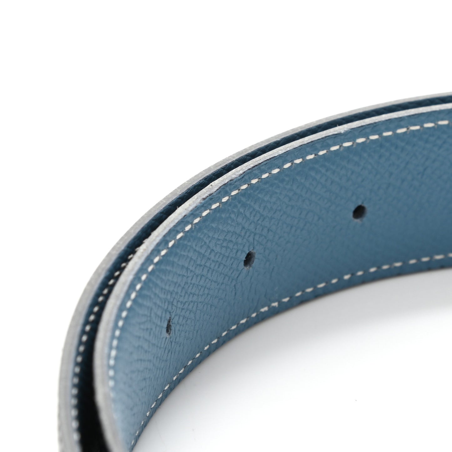 Box Courchevel 32mm Belt Strap 78 Black Blue Jean