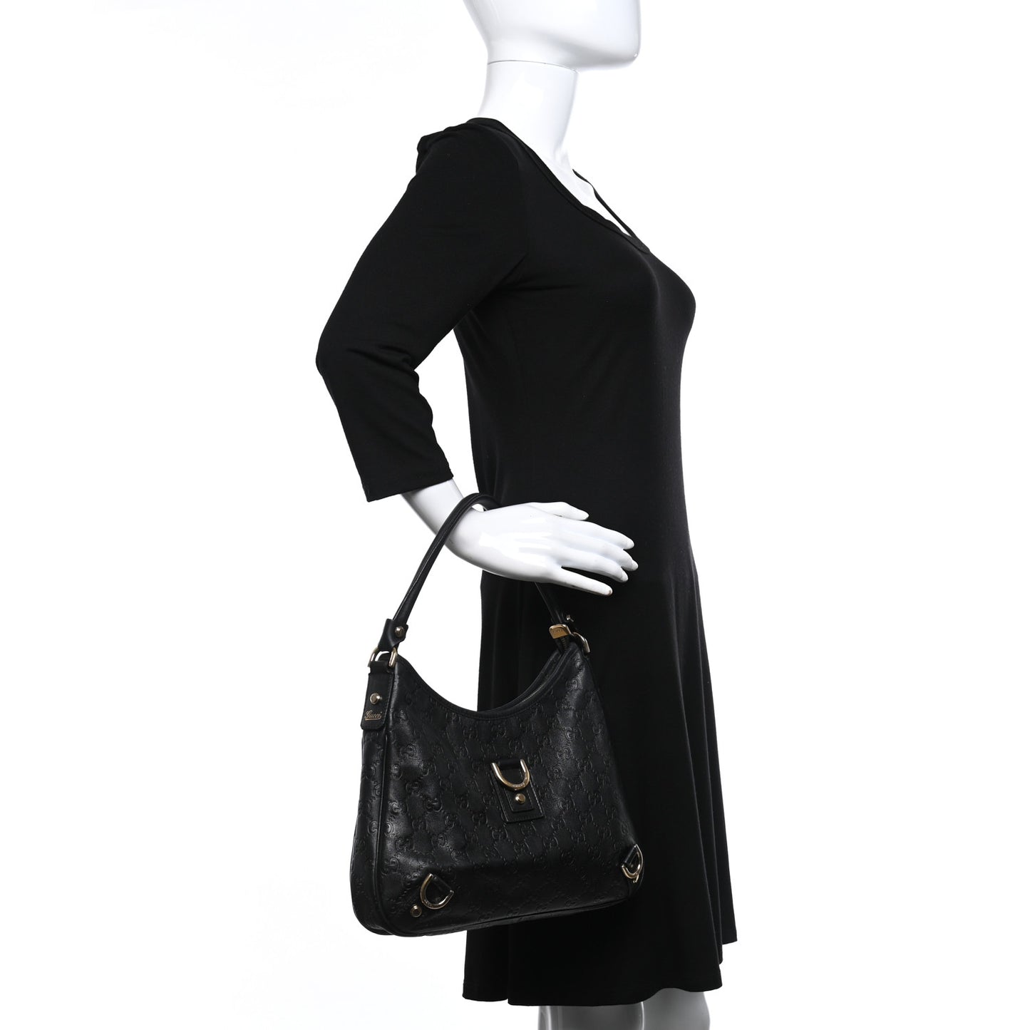 Guccissima Medium Abbey D Ring Hobo Black