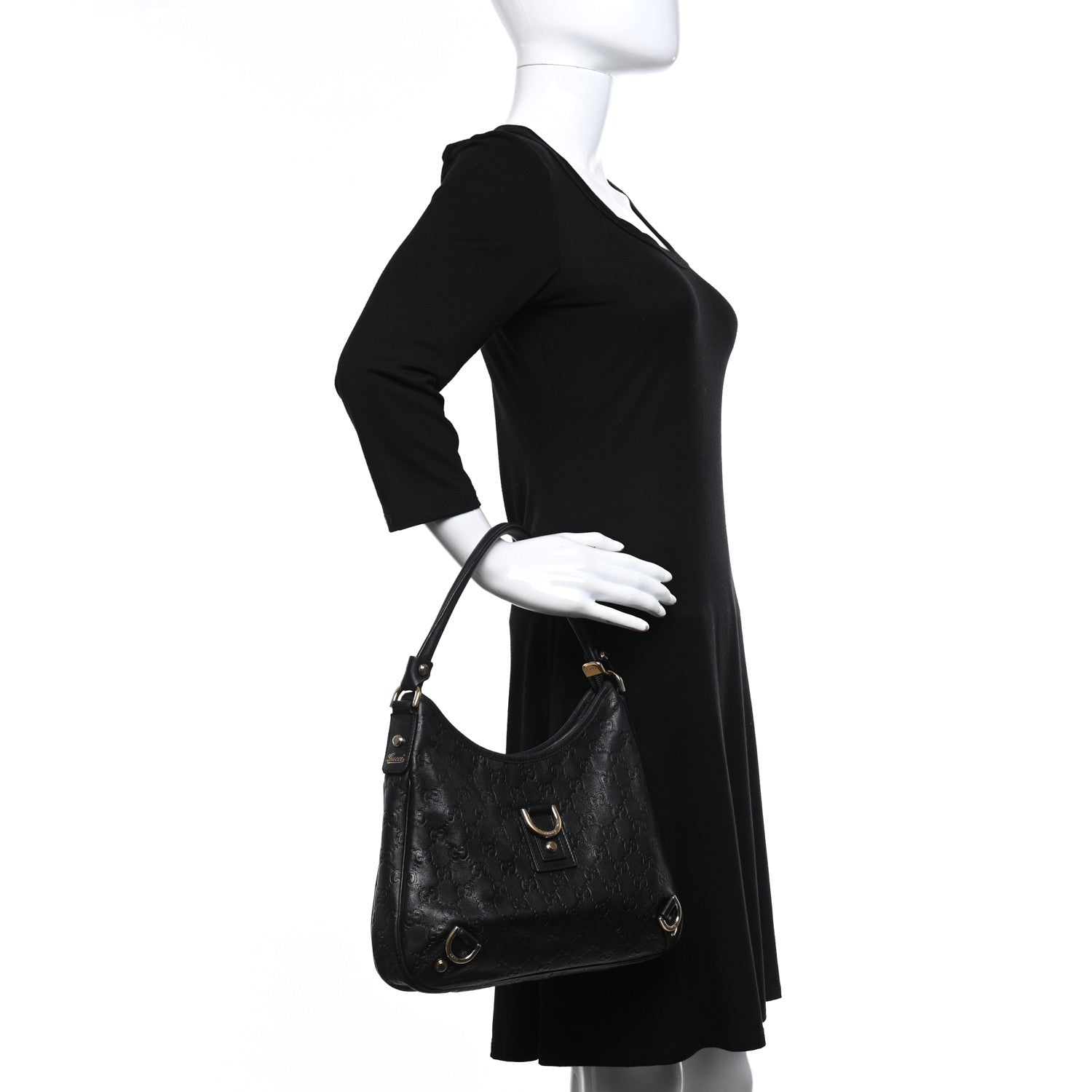 Gucci Guccissima Medium Abbey D Ring Hobo Black 2 of 10