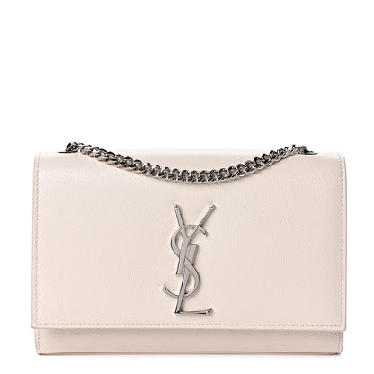 Saint Laurent Grain De Poudre Small Monogram Kate Satchel Icy White 1 of 9