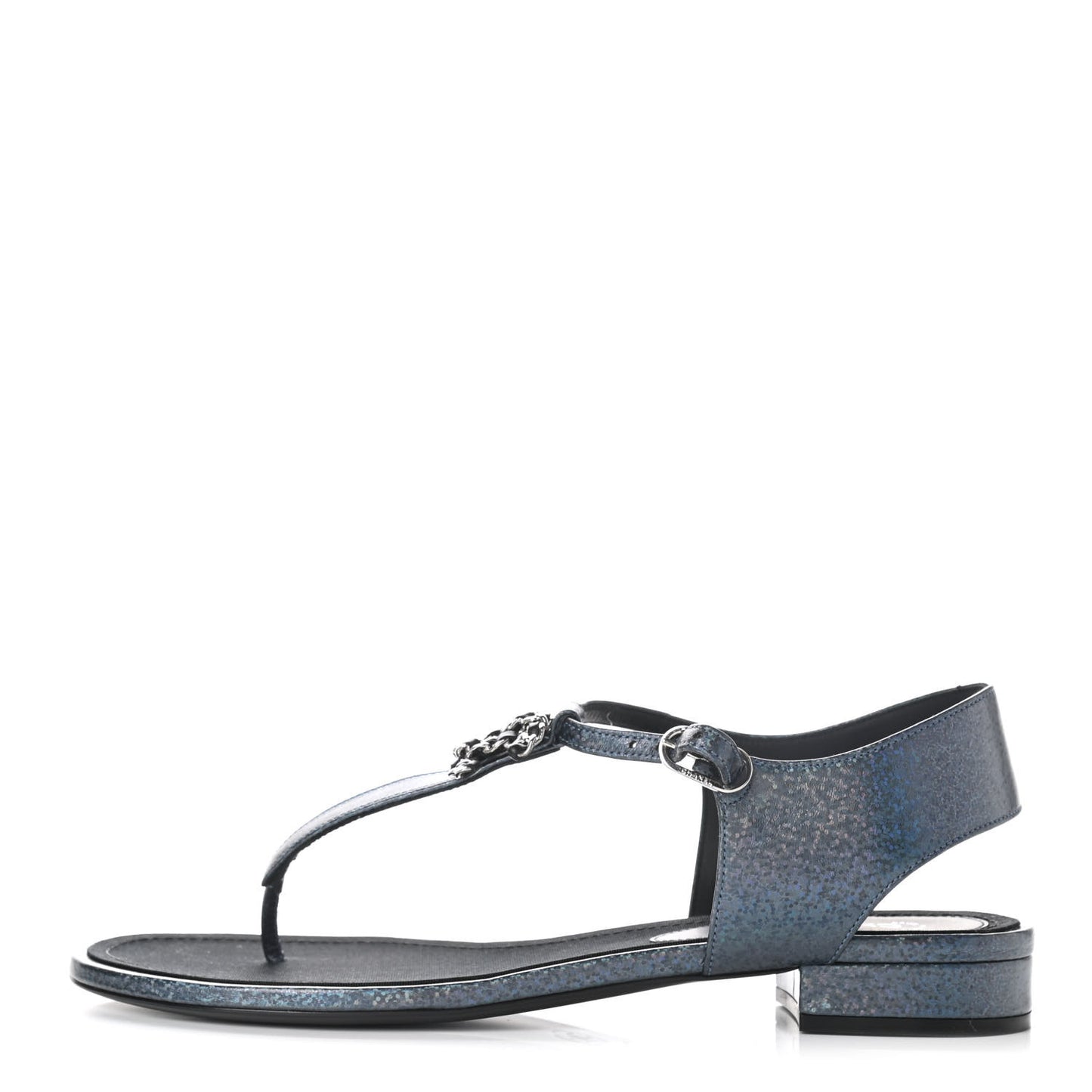 Fantasy Lambskin CC Chain Thong Sandals 40 Blue Black